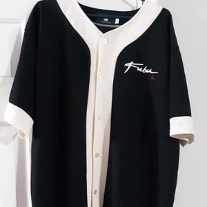 Vintage Men's Fubu Button Down Shirt, Size L, Black/White, Excellent Condition